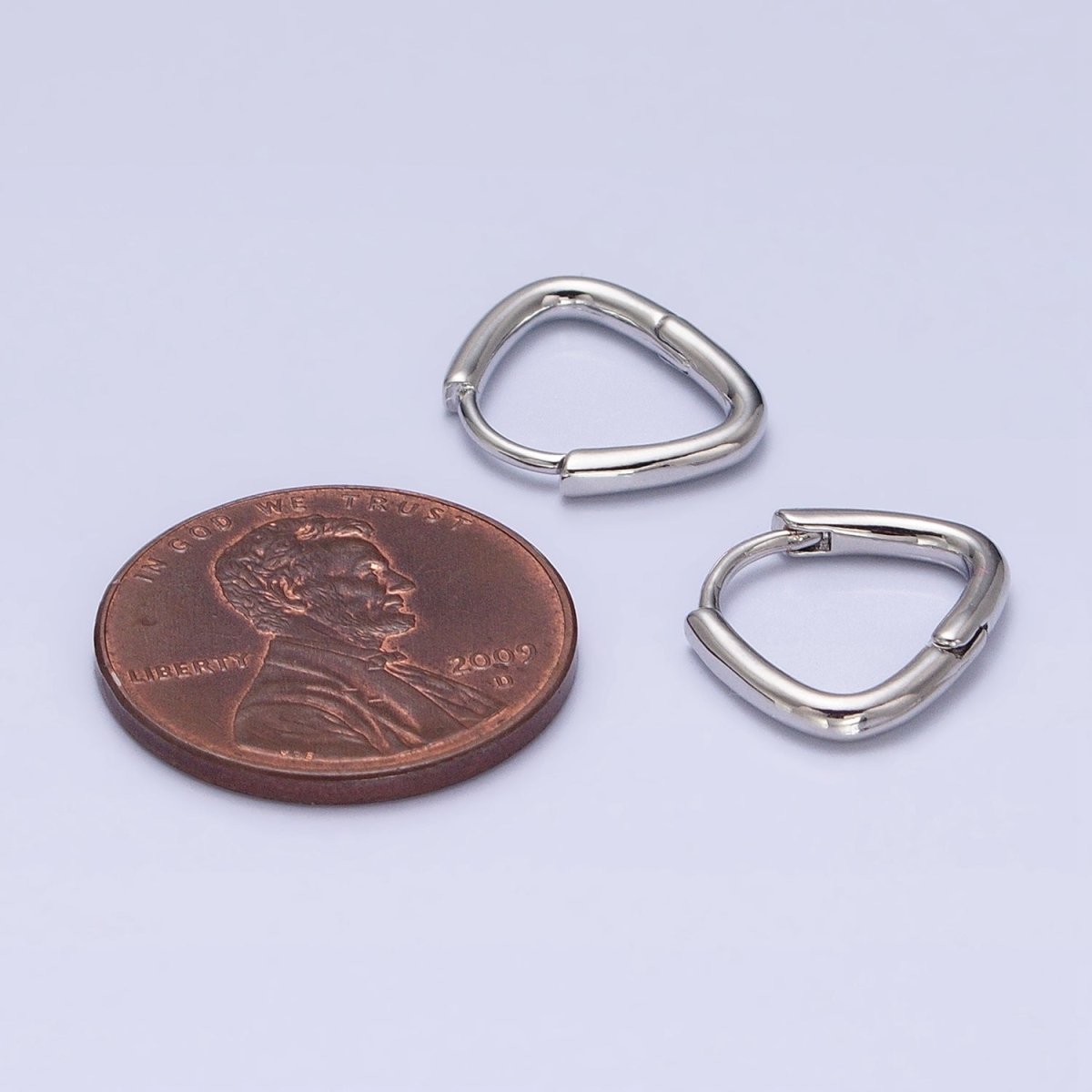 16K Gold Filled 11.5mm Triangle Minimalist Cartilage Huggie Earrings in Gold &amp; Silver | AB825 AD823