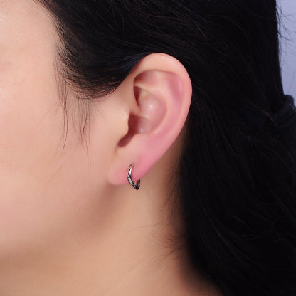16K Gold Filled 11.5mm Triangle Minimalist Cartilage Huggie Earrings in Gold &amp; Silver | AB825 AD823