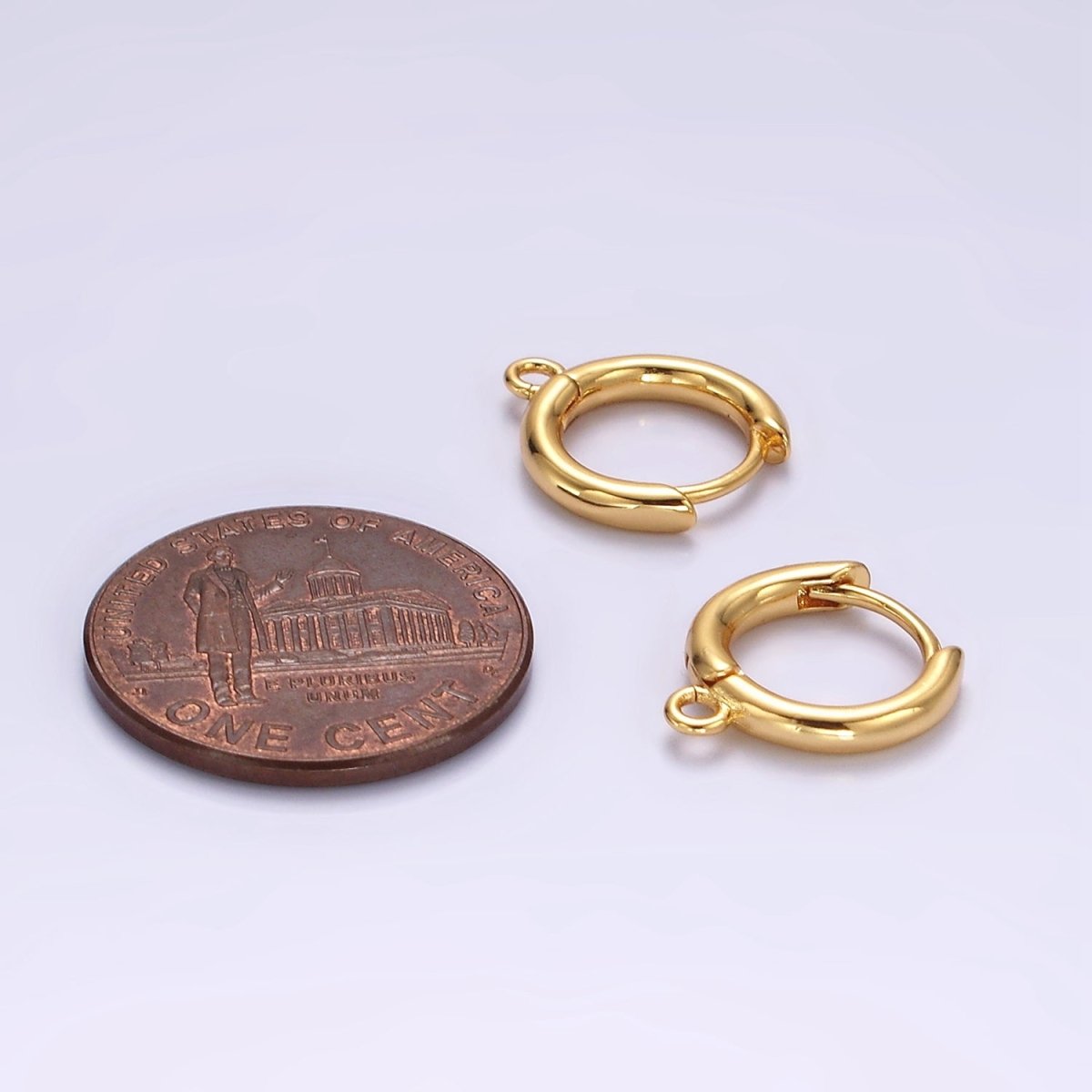 16K Gold Filled 11.8mm Minimalist Huggie Open Loop Earrings Findings Supply | Z564