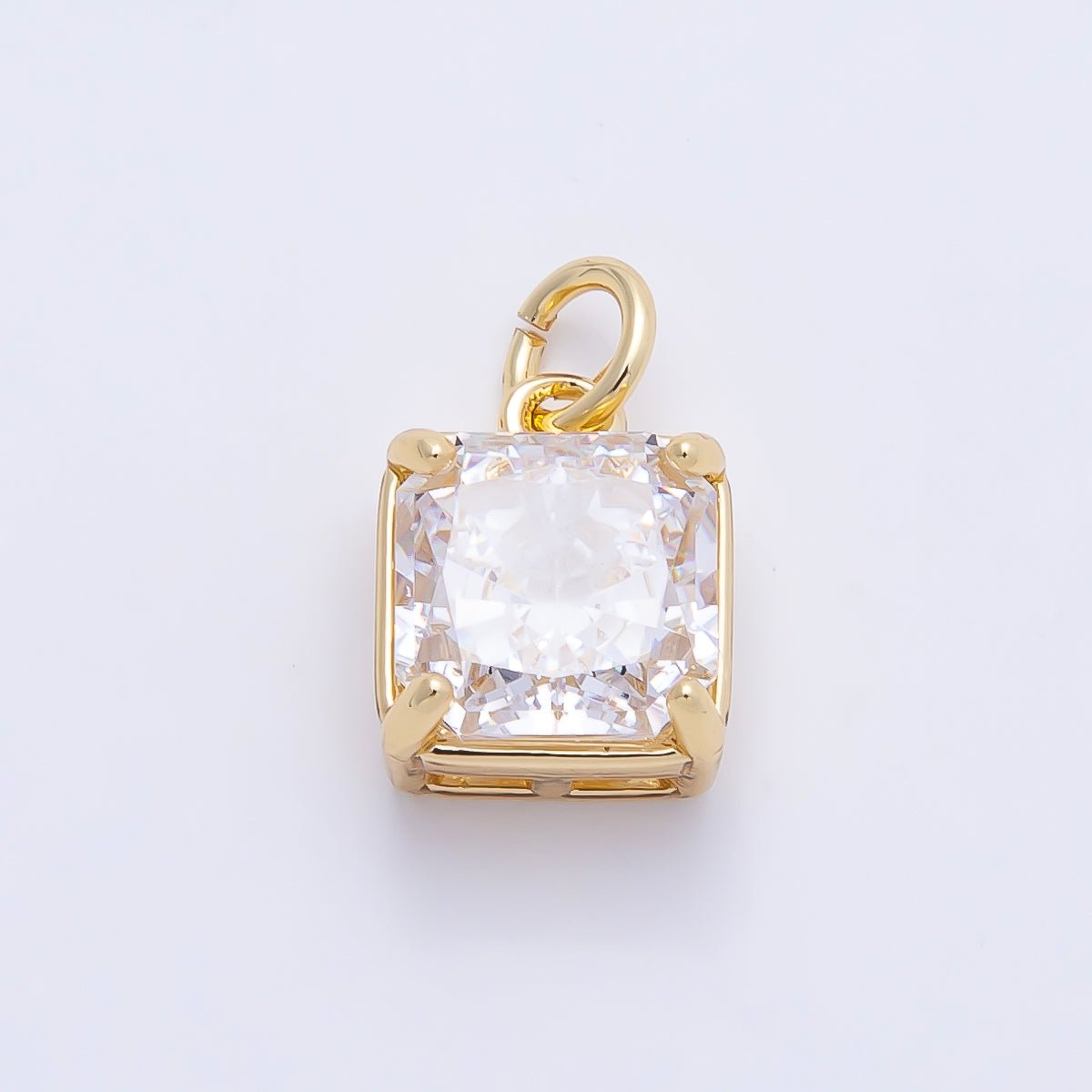 16K Gold Filled 11mm Birthstone CZ Square Charm | Charms-01172 ~ Charms-01183