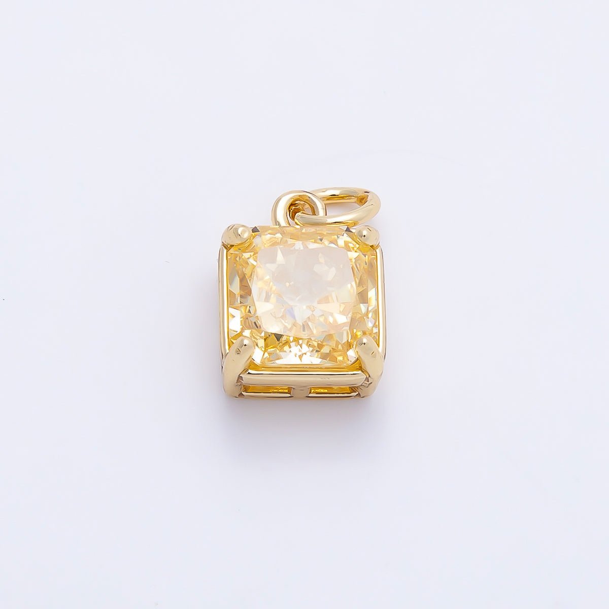 16K Gold Filled 11mm Birthstone CZ Square Charm | Charms-01172 ~ Charms-01183