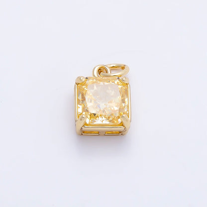 16K Gold Filled 11mm Birthstone CZ Square Charm | Charms-01172 ~ Charms-01183
