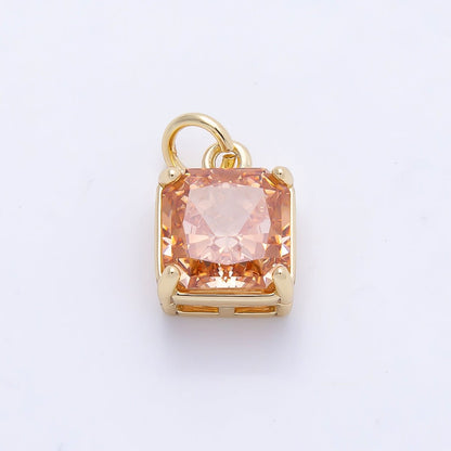 16K Gold Filled 11mm Birthstone CZ Square Charm | Charms-01172 ~ Charms-01183