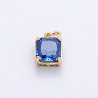 16K Gold Filled 11mm Birthstone CZ Square Charm | Charms-01172 ~ Charms-01183