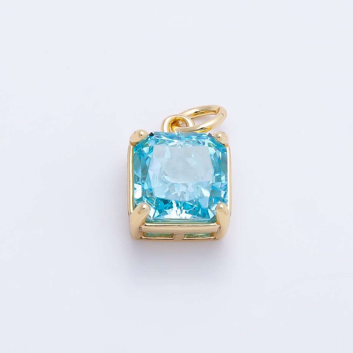 16K Gold Filled 11mm Birthstone CZ Square Charm | Charms-01172 ~ Charms-01183