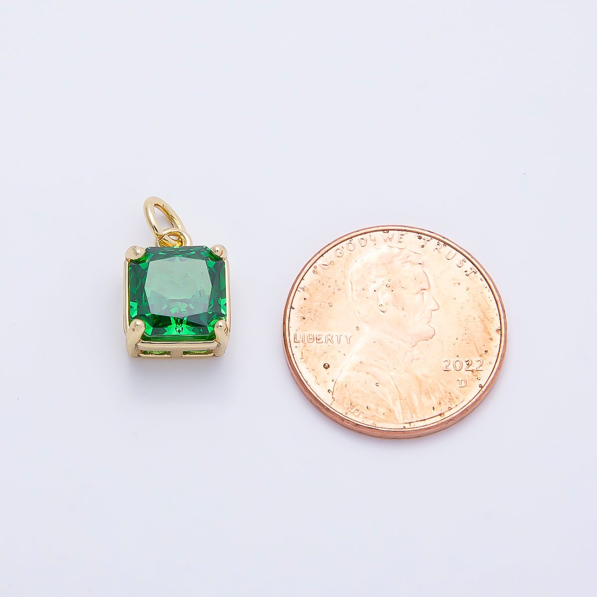 16K Gold Filled 11mm Birthstone CZ Square Charm | Charms-01172 ~ Charms-01183