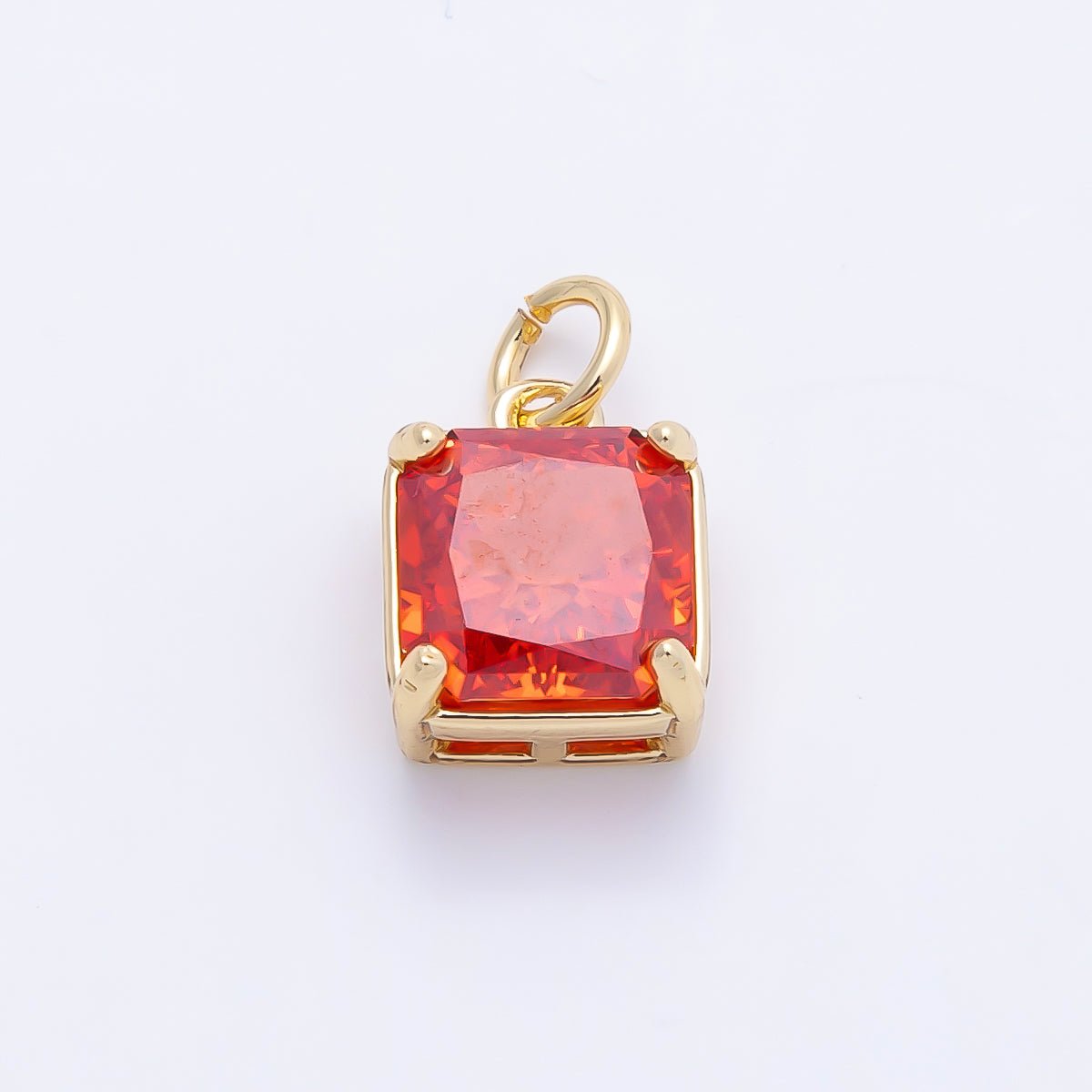 16K Gold Filled 11mm Birthstone CZ Square Charm | Charms-01172 ~ Charms-01183