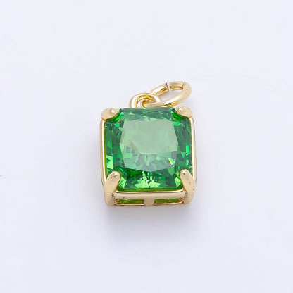 16K Gold Filled 11mm Birthstone CZ Square Charm | Charms-01172 ~ Charms-01183