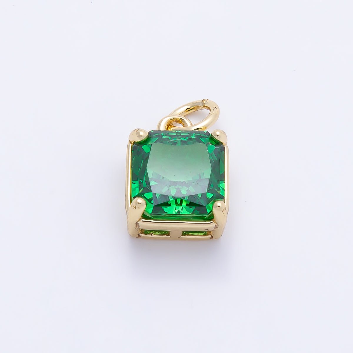 16K Gold Filled 11mm Birthstone CZ Square Charm | Charms-01172 ~ Charms-01183