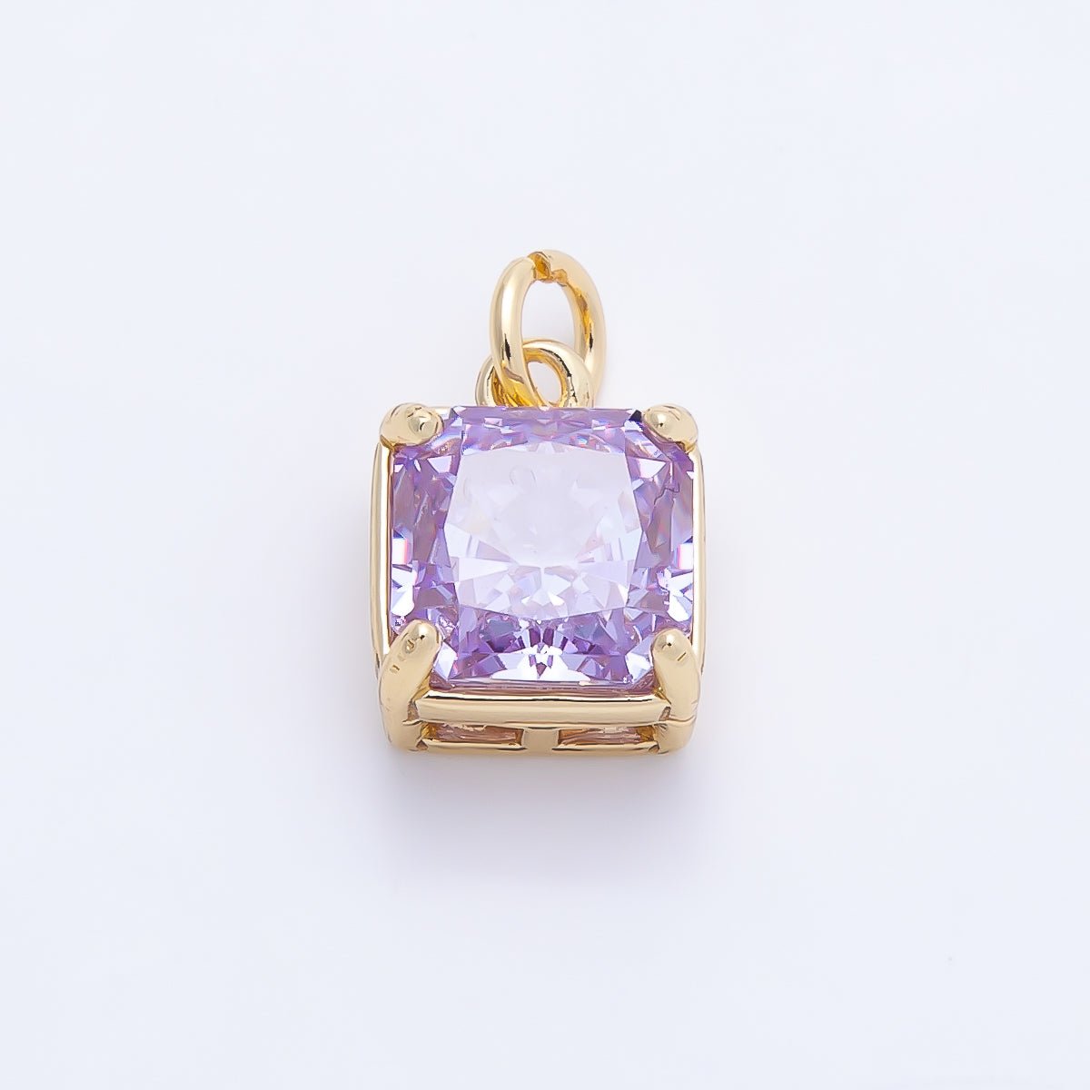 16K Gold Filled 11mm Birthstone CZ Square Charm | Charms-01172 ~ Charms-01183