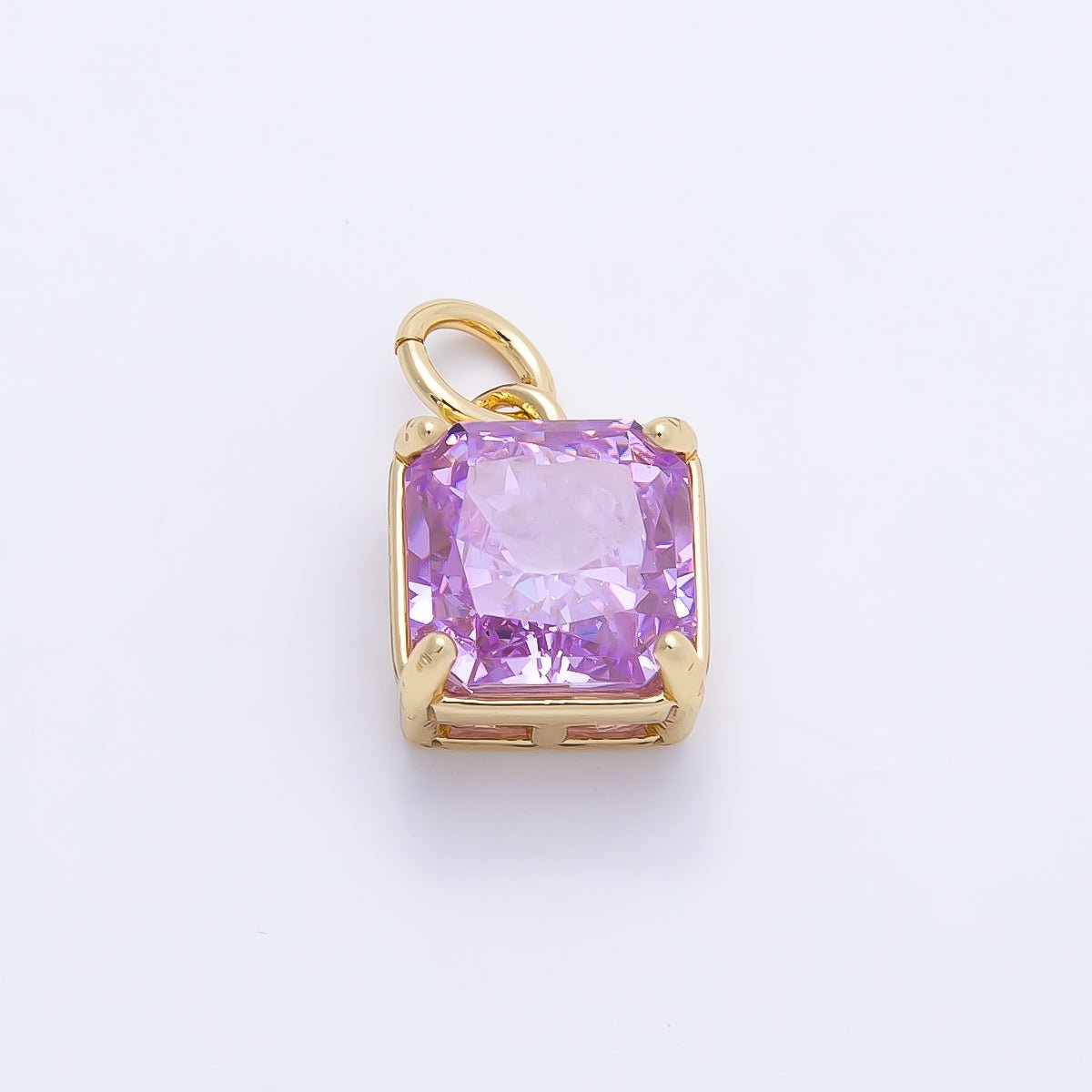 16K Gold Filled 11mm Birthstone CZ Square Charm | Charms-01172 ~ Charms-01183