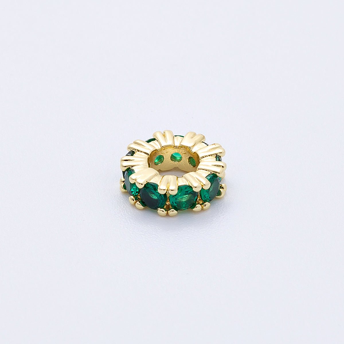 16K Gold Filled 11mm Birthstone Micro Paved CZ Personalized Rondelle Spacer Set | Beads-00065 ~ Beads-00076