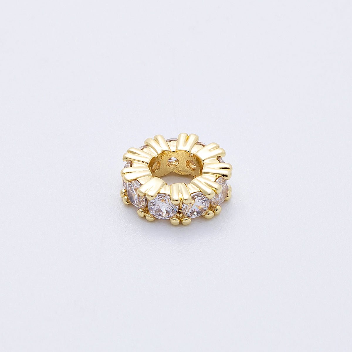 16K Gold Filled 11mm Birthstone Micro Paved CZ Personalized Rondelle Spacer Set | Beads-00065 ~ Beads-00076
