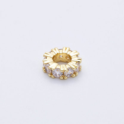 16K Gold Filled 11mm Birthstone Micro Paved CZ Personalized Rondelle Spacer Set | Beads-00065 ~ Beads-00076