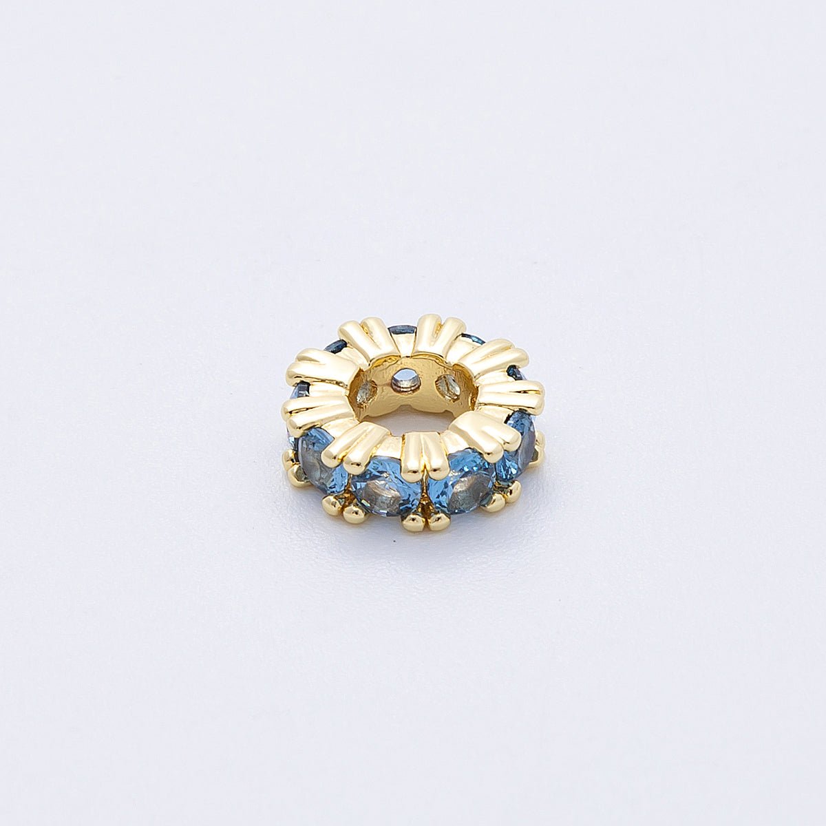 16K Gold Filled 11mm Birthstone Micro Paved CZ Personalized Rondelle Spacer Set | Beads-00065 ~ Beads-00076