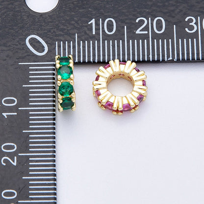 16K Gold Filled 11mm Birthstone Micro Paved CZ Personalized Rondelle Spacer Set | Beads-00065 ~ Beads-00076