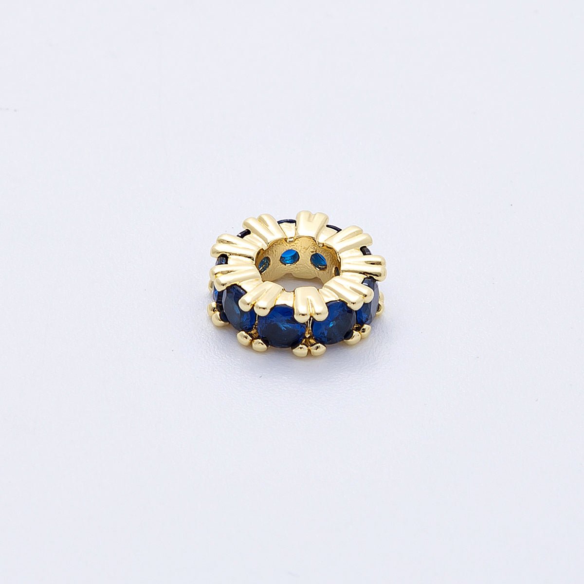 16K Gold Filled 11mm Birthstone Micro Paved CZ Personalized Rondelle Spacer Set | Beads-00065 ~ Beads-00076
