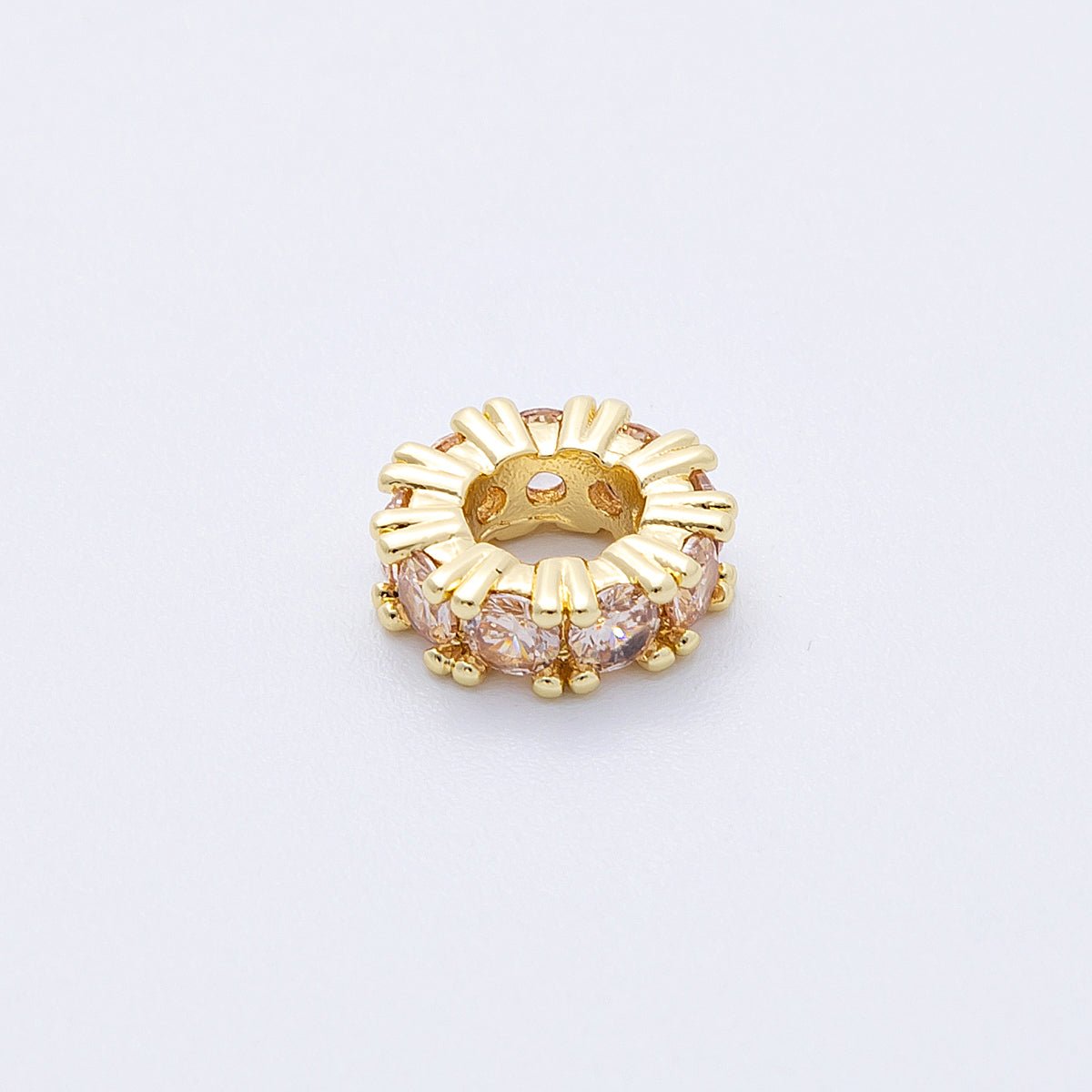 16K Gold Filled 11mm Birthstone Micro Paved CZ Personalized Rondelle Spacer Set | Beads-00065 ~ Beads-00076