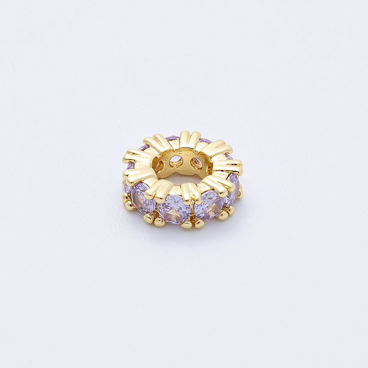 16K Gold Filled 11mm Birthstone Micro Paved CZ Personalized Rondelle Spacer Set | Beads-00065 ~ Beads-00076