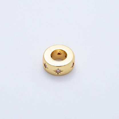 16K Gold Filled 11mm Clear Celestial Star CZ Rondelle Spacer Bead | Beads-00277