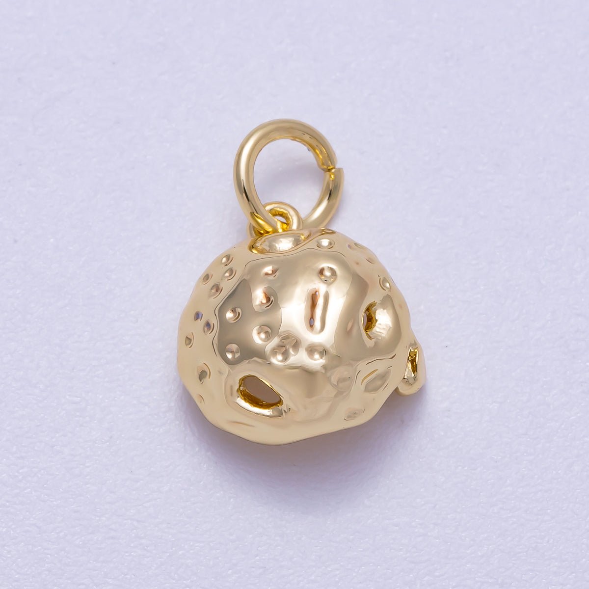 16K Gold Filled 11mm Hammered Dome Geometric Charm | Charms-00626