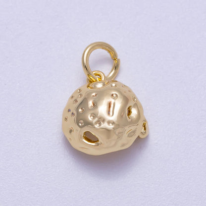 16K Gold Filled 11mm Hammered Dome Geometric Charm | Charms-00626