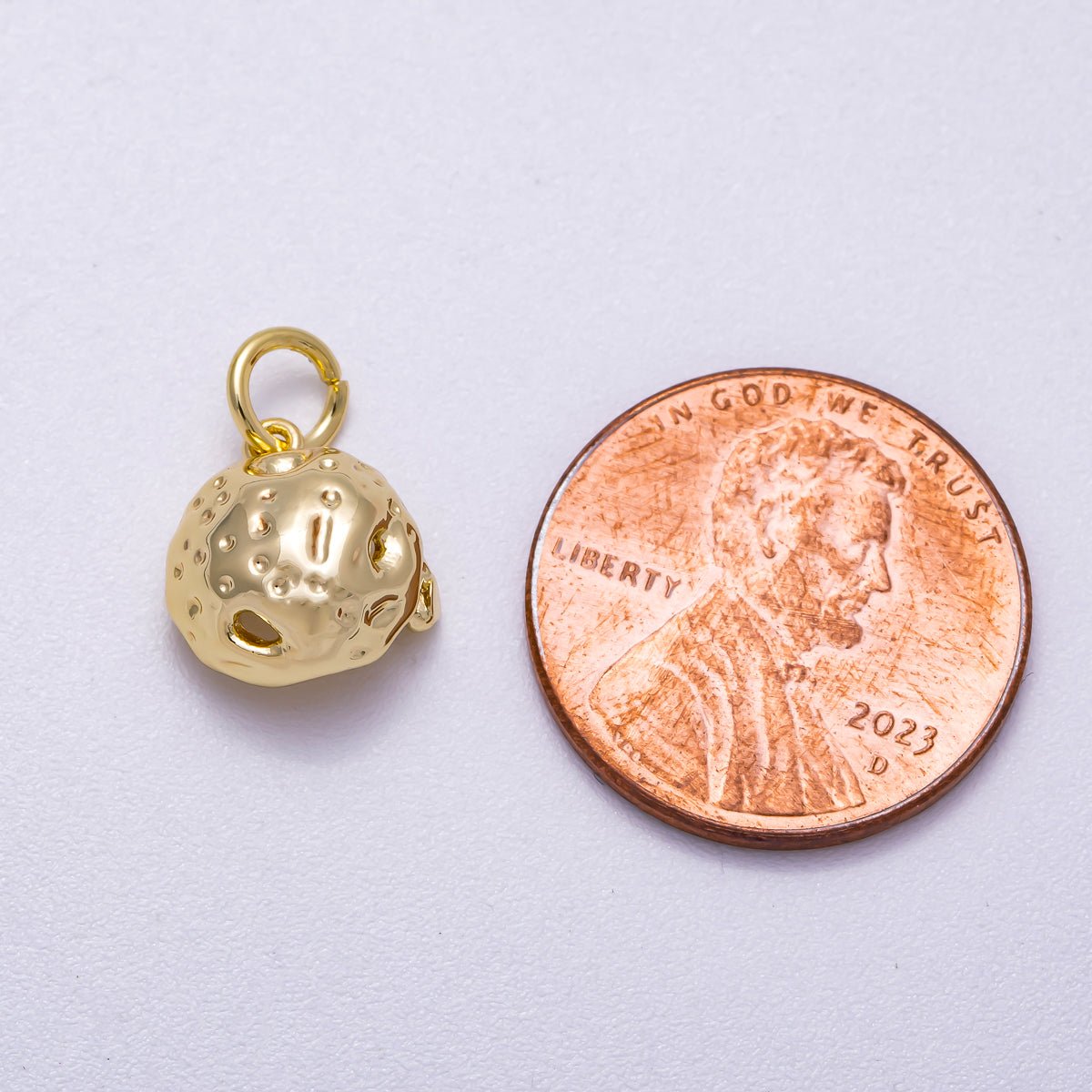 16K Gold Filled 11mm Hammered Dome Geometric Charm | Charms-00626