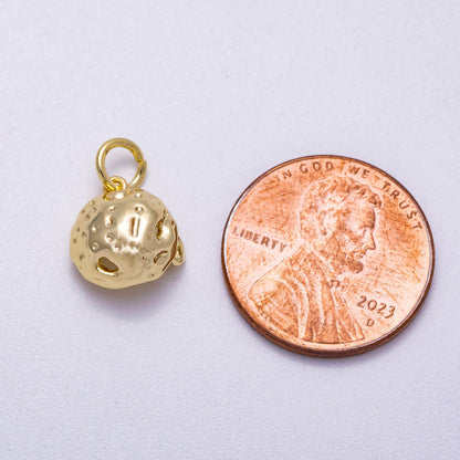 16K Gold Filled 11mm Hammered Dome Geometric Charm | Charms-00626
