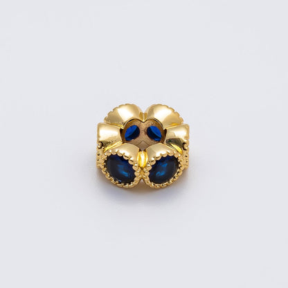 16K Gold Filled 11mm Personalized Round Beaded Birthstone CZ Rondelle Spacer Set | Beads-00196 ~ Beads-00207