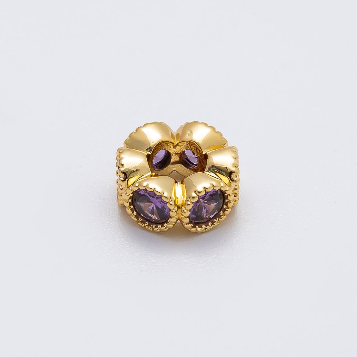 16K Gold Filled 11mm Personalized Round Beaded Birthstone CZ Rondelle Spacer Set | Beads-00196 ~ Beads-00207
