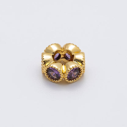 16K Gold Filled 11mm Personalized Round Beaded Birthstone CZ Rondelle Spacer Set | Beads-00196 ~ Beads-00207