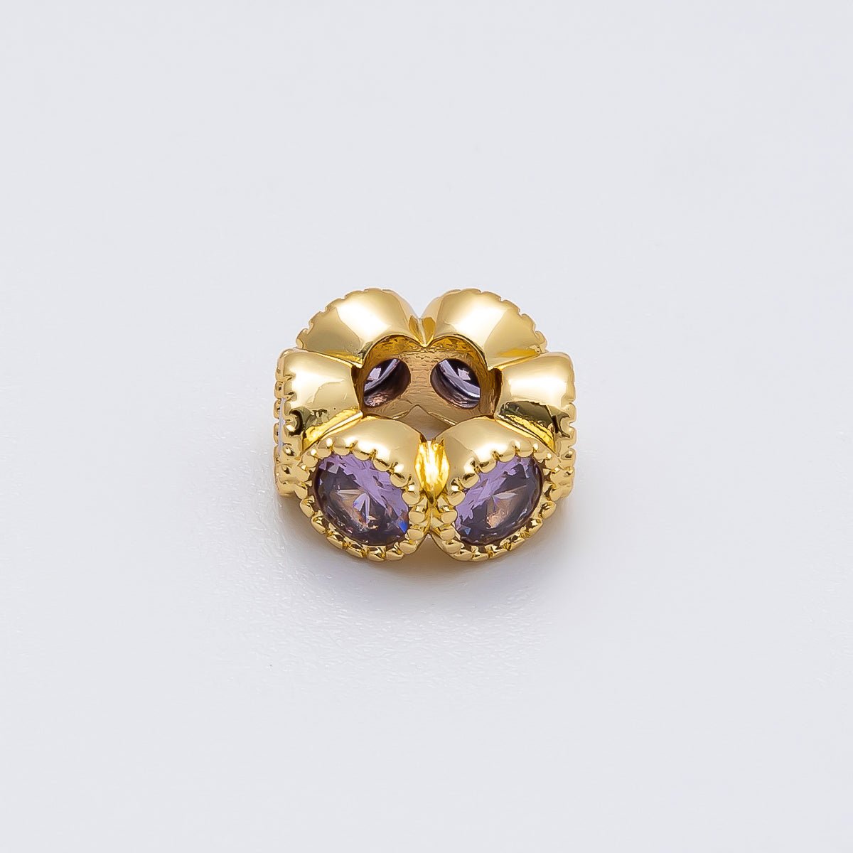 16K Gold Filled 11mm Personalized Round Beaded Birthstone CZ Rondelle Spacer Set | Beads-00196 ~ Beads-00207