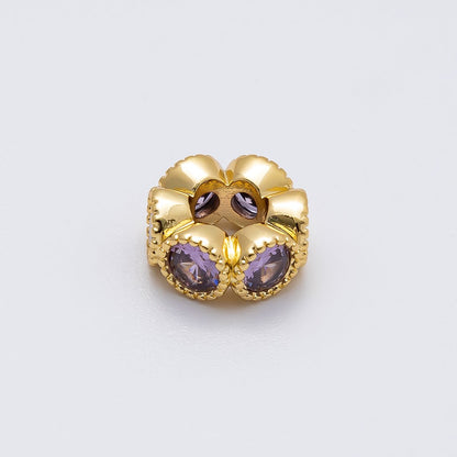 16K Gold Filled 11mm Personalized Round Beaded Birthstone CZ Rondelle Spacer Set | Beads-00196 ~ Beads-00207