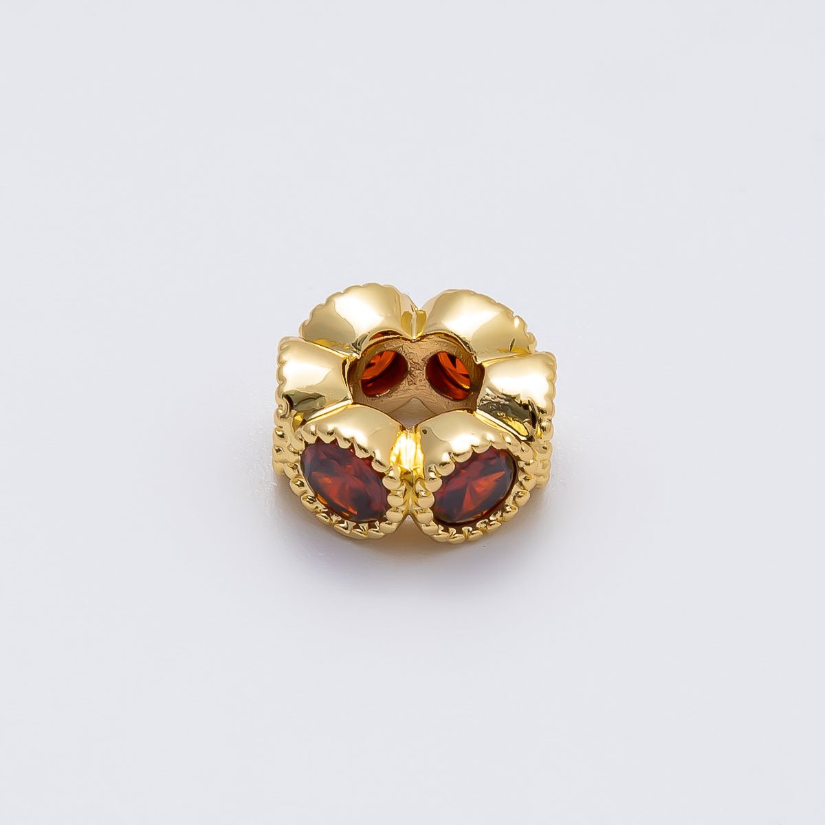 16K Gold Filled 11mm Personalized Round Beaded Birthstone CZ Rondelle Spacer Set | Beads-00196 ~ Beads-00207