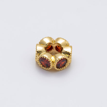 16K Gold Filled 11mm Personalized Round Beaded Birthstone CZ Rondelle Spacer Set | Beads-00196 ~ Beads-00207