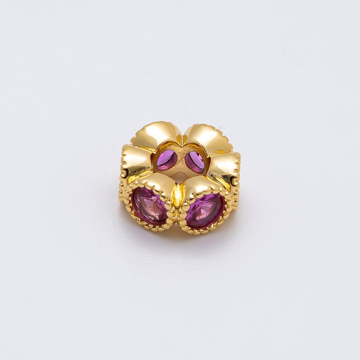 16K Gold Filled 11mm Personalized Round Beaded Birthstone CZ Rondelle Spacer Set | Beads-00196 ~ Beads-00207