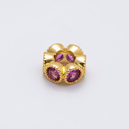 16K Gold Filled 11mm Personalized Round Beaded Birthstone CZ Rondelle Spacer Set | Beads-00196 ~ Beads-00207
