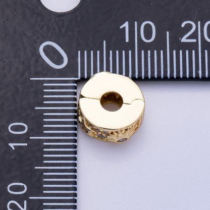 16K Gold Filled 11mm Snap Clip Open Micro Paved CZ Celestial Sun Star Spacer Rondelle | Beads-00232