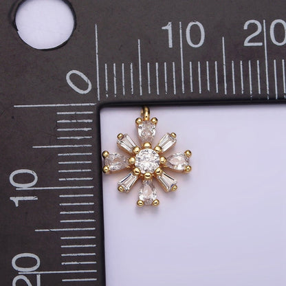 16K Gold Filled 12.3mm Flower Clear CZ Baguette Teardrop Petal Add-On Charm | N938