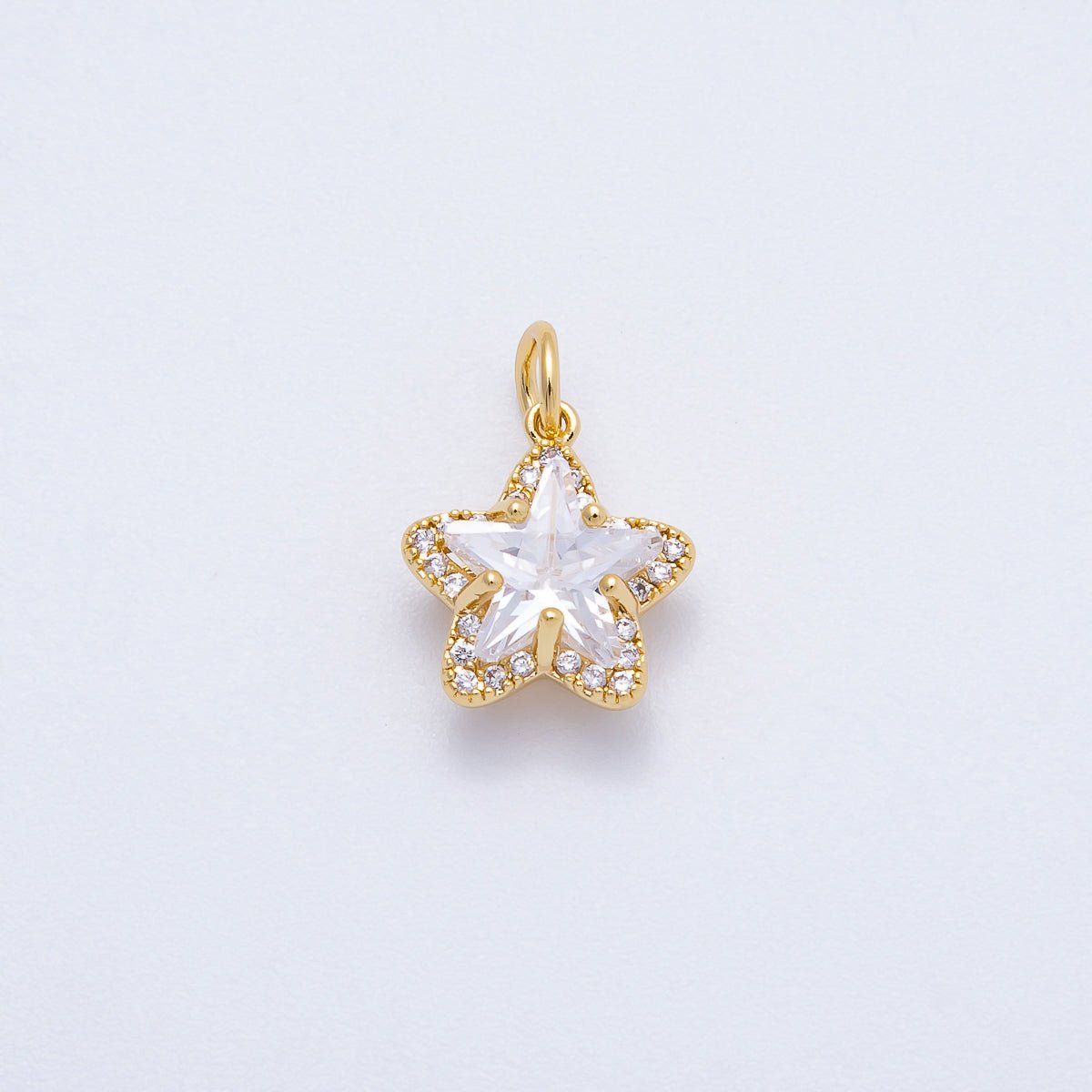 16K Gold Filled 12.5mm Clear Micro Paved CZ Celestial Star Mini Charm | Charms-00653