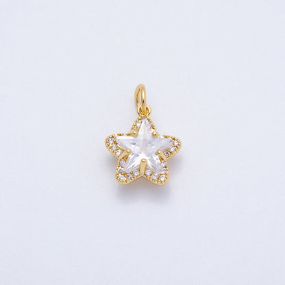 16K Gold Filled 12.5mm Clear Micro Paved CZ Celestial Star Mini Charm | Charms-00653