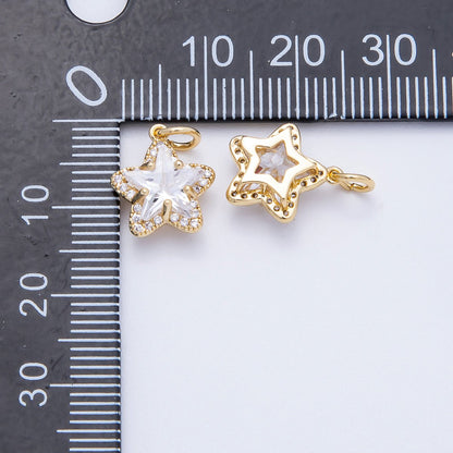 16K Gold Filled 12.5mm Clear Micro Paved CZ Celestial Star Mini Charm | Charms-00653