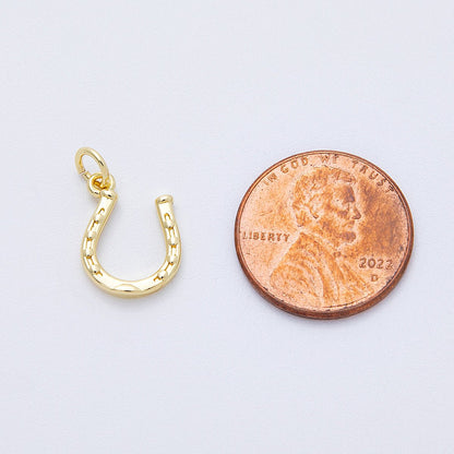 16K Gold Filled 12.5mm Horseshoe Double Sided Multidimensional 3D Mini Charm | Charms-00129