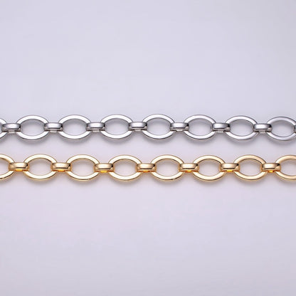 16K Gold Filled 12.5mm Oval Cable Unfinished Chain by Yard in Gold &amp; Silver | ROLL-1223 ROLL-1224 Clearance Pricing