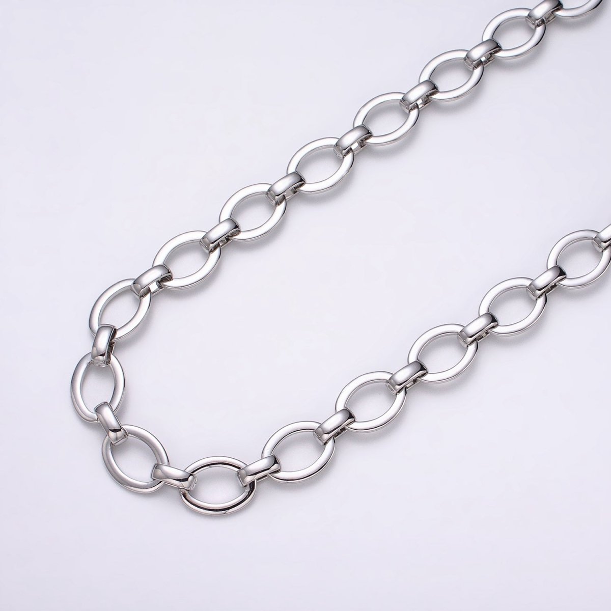 16K Gold Filled 12.5mm Oval Cable Unfinished Chain by Yard in Gold &amp; Silver | ROLL-1223 ROLL-1224 Clearance Pricing