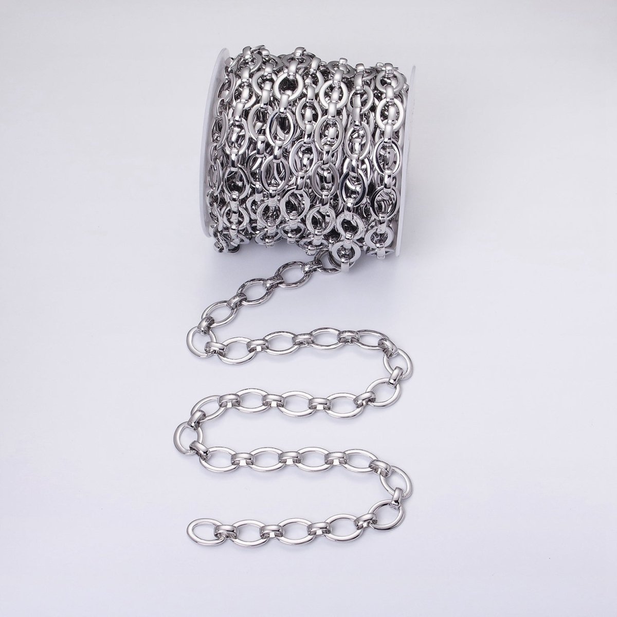 16K Gold Filled 12.5mm Oval Cable Unfinished Chain by Yard in Gold &amp; Silver | ROLL-1223 ROLL-1224 Clearance Pricing