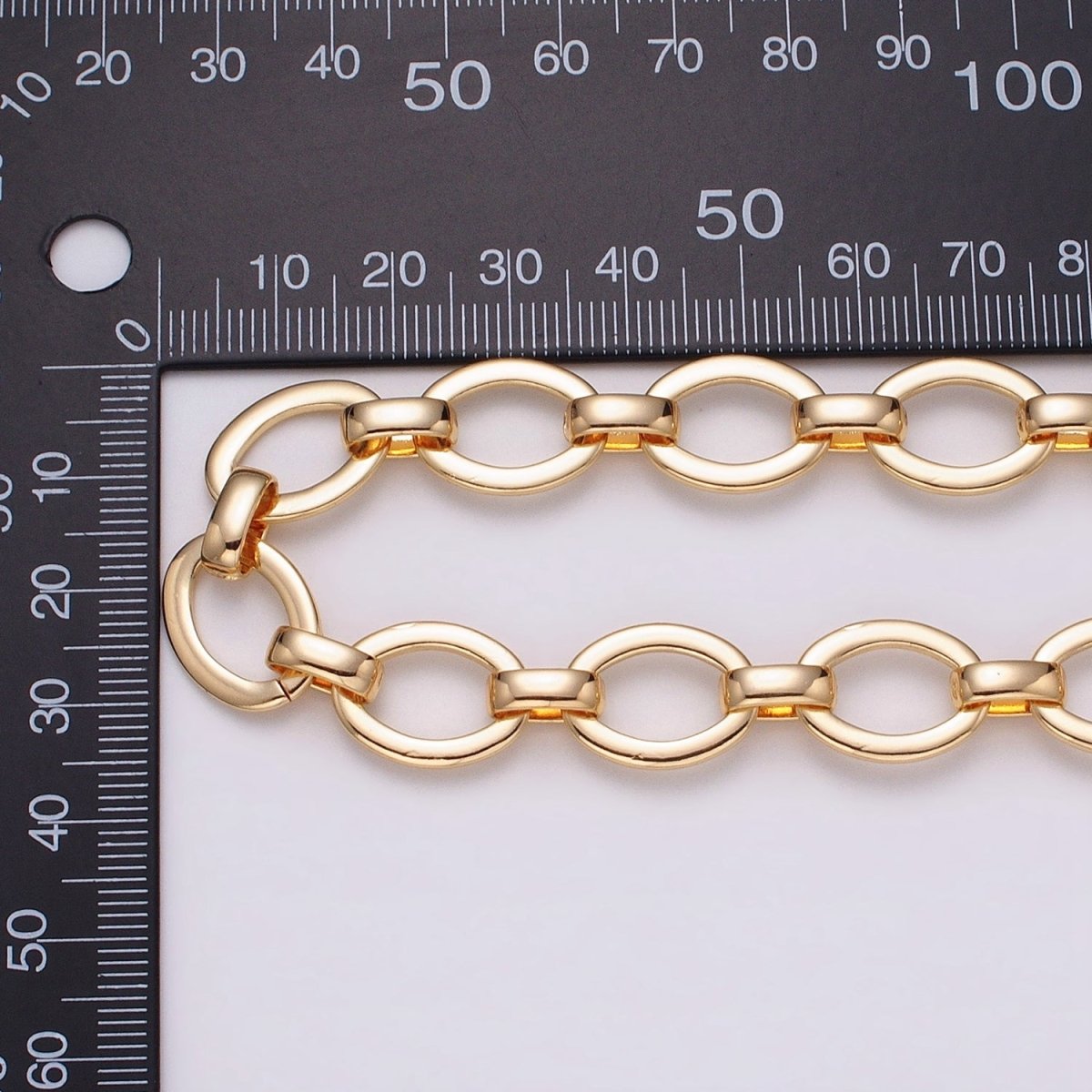 16K Gold Filled 12.5mm Oval Cable Unfinished Chain by Yard in Gold &amp; Silver | ROLL-1223 ROLL-1224 Clearance Pricing