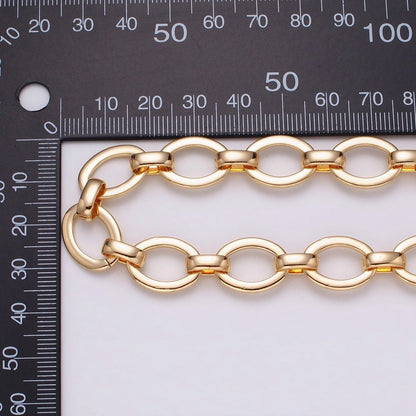 16K Gold Filled 12.5mm Oval Cable Unfinished Chain by Yard in Gold &amp; Silver | ROLL-1223 ROLL-1224 Clearance Pricing