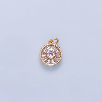 16K Gold Filled 12mm Baguette Round CZ Bezel Mini Charm | Charms-01045