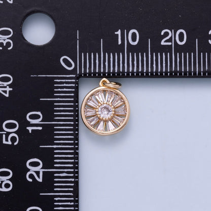 16K Gold Filled 12mm Baguette Round CZ Bezel Mini Charm | Charms-01045